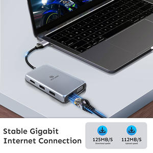 सींग 7-इन-1 डॉकिंग स्टेशन ऑल-इन-वन हब 1000 एमबीपीएस ईथरनेट, एचडीएमआई/vगा, 3 यूएसबी पोर्ट, पीसी चार्जिंग लैपटॉप के लिए एकदम सही - Product Image 6