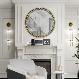 Miroir mural décoratif Art Déco en <span class=keywords><strong>verre</strong></span> avec <span class=keywords><strong>cadre</strong></span> en métal doré, carré, épaisseur 5,0 mm, couleur et taille personnalisables, décoration de luxe pour salon - Product Image 4