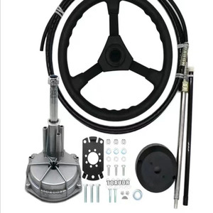 Universal Mechanical Turbine <strong>Steering</strong> <strong>System</strong> Kit with <strong>Steering</strong> Wheel 4m Cable Baffle Boat <strong>Control</strong> Outboard Marine Accessories - Product Image 1