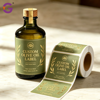 Étiquettes personnalisées pour bouteilles d'huile d'olive, autocollants en vinyle imperméables et résistants à l'huile, rouleaux avec estampage doré, taille personnalisée, qualité alimentaire