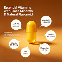 Capsules personnalisées OEM de Vitamine D3+K2 120mcg avec Magnésium, Zinc, B6 pour soutenir la santé immunitaire et l'absorption et l'utilisation du Calcium