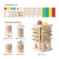 Torre de Palitos de Madera Montessori, Juego de Bolas que Caen, Diseño Desmontable, Juguete Educativo de Lógica para Niños