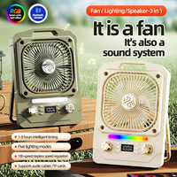 Ventilateur de camping portable multifonctionnel pour enceinte et diffuseur d'arômes, 100 vitesses, 5 modes d'éclairage, affichage LED, lumière respirante