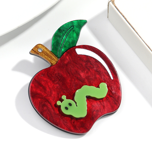 Personnalisé Meilleure Vente Mode Broche Mignon Bug Pomme Acrylique Broche Vintage Mode Broche pour Femmes - Product Image 3