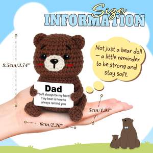 دب كروشيه يدوي الصنع للديكور، هدية لطيفة للأب والآباء والأبويين، هدية جديدة لأعياد الميلاد وعيد الكريسماس - Product Image 5