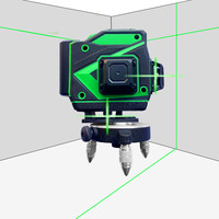 Niveau laser vert 4D 360° rotatif auto-nivelant, faisceau vert, ligne droite/inclinaison, machine de nivellement laser 12 lignes