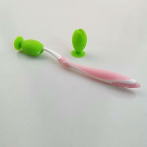 Support mural en silicone en forme de poisson mignon pour brosses à dents d'enfants, avec ventouse, étanche, organisateur d'accessoires de salle de bain - Product Image 3