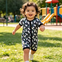 Combinaison bébé en fibre de bambou de haute qualité, été, avec double fermeture éclair, motifs personnalisables, douce et respirante