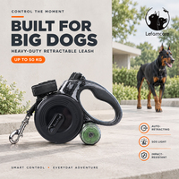 Laisse de chien rétractable intelligente en nylon avec lumière LED pour la course et l'entraînement des grands chiens