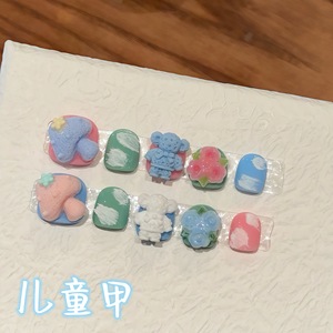 <span class=keywords><strong>Uñas</strong></span> Postizas Infantiles TSZS con Dibujos Animados <span class=keywords><strong>de</strong></span> Manzana, Cereza y Naranja, <span class=keywords><strong>Uñas</strong></span> Postizas Cortas Coloridas y Lindas con Diseño <span class=keywords><strong>de</strong></span> Gato y <span class=keywords><strong>Panda</strong></span> para Niños - Product Image 2