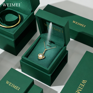 WEIMEI Custom Logo Luxury PU Leather <b>Drawer</b> <b>Sliding</b> jewelry box Ring Pendant Bracelet Necklace Packaging Led Jewelry packaging - Product Image 4