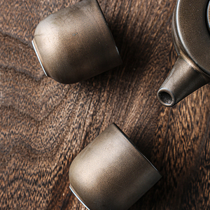 Service à <span class=keywords><strong>thé</strong></span> et café en porcelaine de haute qualité, écologique, de qualité alimentaire, rouge rouillé, avec carafe, bouilloire, tasses et plateau de service en bois - Product Image 6