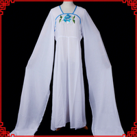 Robe de danse à manches aquatiques pour opéra chinois, tenue de scène Hua Dan pour femme, en polyester et rayonne, blanche