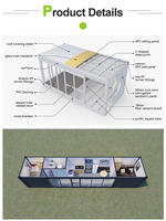 Maison conteneur au design postmoderne créatif avec panneaux sandwich, emballage plat 40 pieds, pour hôtels, restaurants, bars, boutiques et centres commerciaux