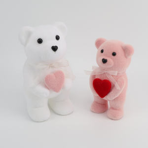 Urso de Pelúcia Branco MEICHAUNGHUI Segurando Coração Rosa Ornamento de Mesa Presente Personalizado para o Dia dos Namorados - Product Image 1
