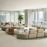 Canapé modulaire personnalisé - Sièges collaboratifs à coins arrondis pour réception de bureau, hall d'hôtel, clinique hospitalière, aéroport