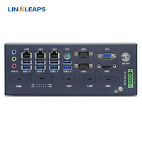 Linkleaps ODM PC Industri Mini 6th/9th Gen tanpa kipas komputer tertanam 6 RS485 RS232 COM 3 GbE LAN 2 DDR4 64GB 8 USB 3.0 stok