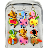 Porte-clés en peluche zèbre amusant avec gros derrière, rayures colorées, breloque de sac en peluche, pendentif de sac à dos unique et doux pour la décoration