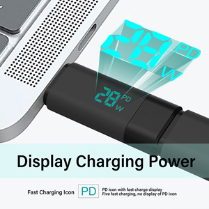 Pantalla de alimentación digital inteligente Detección visible de carga rápida Convertidor de adaptador macho tipo C a hembra tipo C, convertidor de carga rápida de tipo C - Product Image 5