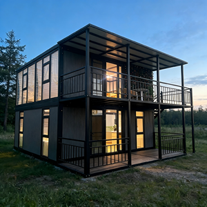 Villa préfabriquée de luxe à deux étages, design moderne, maison à structure légère en acier sur 2 niveaux, maisons préfabriquées personnalisées pour l'habitation - Product Image 1