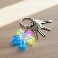 Creative Pressing Rotatable Keyboard Fidget Toy Keychain Clear Clicker Stress Relief for Finger Toy