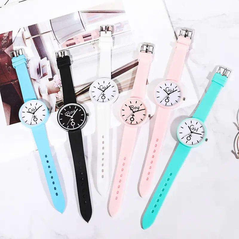 Women Candy Color White Pink Blue Green Black Silicone Band Girl Wrist Watch Gifts Rubber Waterproof Casual Quartz Watches