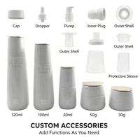 Set Botol Kosmetik Kaca Lengkung Putih Matte Kosong untuk Perawatan Kulit, Toner, Lotion, Serum, Krim, Ukuran Kustom, Cetak Warna, Kemasan