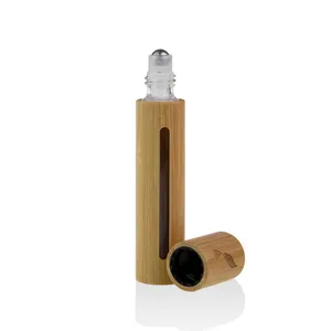 packaging eco friendly cosmetic 5ml 10ml 15ml fragrance oil bamboo tube with roller ball and a window to show oil inside