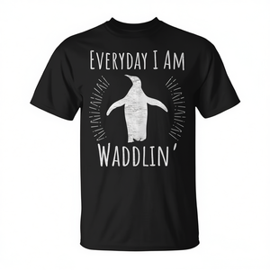 Camiseta con diseño de pingüino para anuncio de embarazo, color negro, unisex, para adultos, diseño Everyday I Am Waddlin - Product Image 2