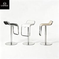 Tabouret de bar cantilever moderne en cuir PU, réglable en hauteur, avec structure en métal chromé, pour comptoir de cuisine, bar, hôtel et projets professionnels