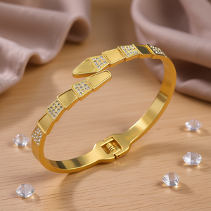 Gold Plated Stainless Steel Geometric Bangle <b>Bracelet</b> <b>For</b> <b>Women</b> Fashion Jewelry Gift - Product Image 2