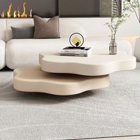 Ensemble de table basse créative de style moderne minimaliste et crémeux, table à thé rotative beige de qualité supérieure