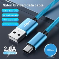 Kabel Data Ponsel Tipe-C Grosir Pabrik dengan Bahan Nilon Anyaman untuk iPhone Samsung Pengisian Cepat dan Transfer Data