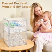 Organisateur de rangement pour biberons en plastique de qualité supérieure à 3 niveaux avec portes magnétiques doubles hermétiques et gain de place