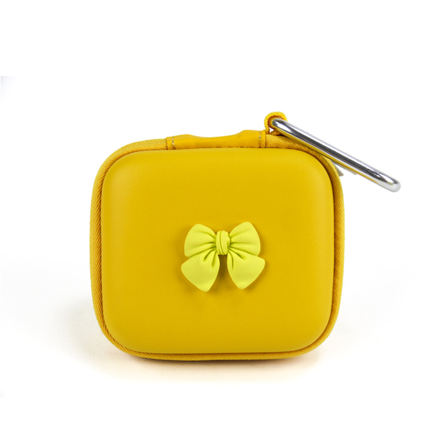 Luxury Yellow EVA Headphone Case Cute Mini PU Waterproof Hard Shockproof PU PC Material for Earphones Gift Pouch