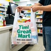 Sacs en plastique HDPE pour t-shirts et gilets, vente en gros à bas prix, sacs de courses à découpe en U avec impression « Merci » pour supermarchés et marchés de rue