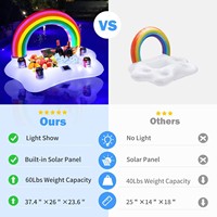 Plateau flottant gonflable Nuage Arc-en-ciel avec lumières LED, porte-boissons et bar à glaçons pour soirées piscine nocturnes - Vente en gros