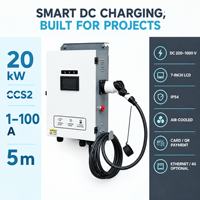 Borne de Recharge DC CCS2 20kW pour Véhicules Électriques, Monopistolet, OCPP 1.6J, RFID, IP54, Station Résidentielle Communautaire, Écran Tactile, Paiement QR, Cloud