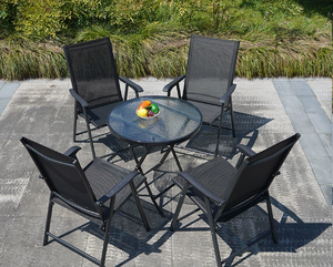 Mesa y Silla Plegables Modernas para Exteriores, Mesa de Centro de Vidrio Templado, Hierro Forjado, Impermeable, Portátil, para Patio, Cocina, Camping - Product Image 5