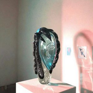 Vase en verre soufflé de Murano, décor moderne européen, glaçure colorée, <span class=keywords><strong>sculpture</strong></span> <span class=keywords><strong>visage</strong></span> de <span class=keywords><strong>femme</strong></span> style Picasso, motifs ange et fée - Product Image 6