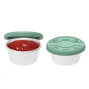 Reusable Small Dipping Sauce Containers With Silicone Lids For Kids Mini Condiment Cups Leakproof Salad Dressing Container