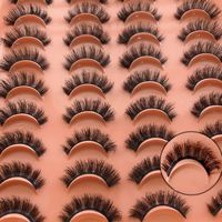 Meilleures ventes : Faux cils en bande complète, faits main, personnalisables avec logo, légers, volumineux, 20 paires, naturels, courbure 3D