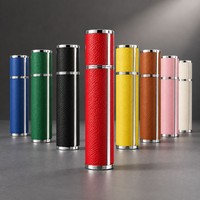 Atomiseur de parfum 10 ml pour usage quotidien, en cuir PU, flacon de voyage portable, rechargeable, emballage cosmétique, argenté
