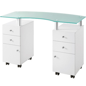 Mesa de Manicura de Vidrio Templado Dongpin Beauty con Gabinete de Almacenamiento Móvil 3453 para Uso en Oficina - Product Image 1