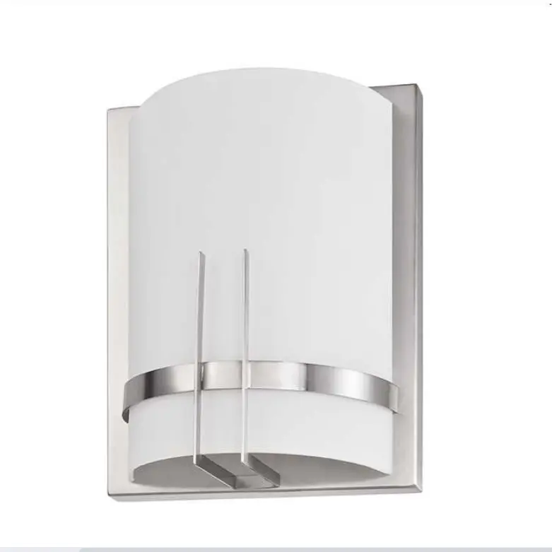 Hallway Porch Corridor Wall Sconce Hotel Led Light Wall Brushed Nickel Wall Lamp with Glass Shade