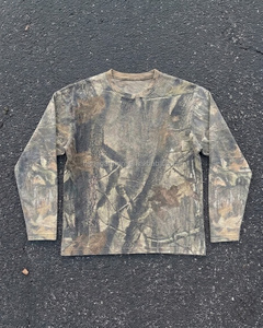 Camisa de manga larga con cuello vintage y estampado de camuflaje, corte personalizado y estilo retro, camisa larga de algodón, adecuada para hombres. - Product Image 1