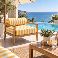 Coussin de fauteuil d'extérieur amovible, imperméable, à rayures dorées et blanches, pour îles tropicales, ports et plages