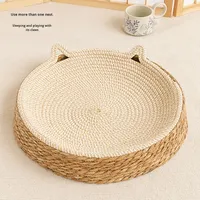 Lit pour chat en corde tressée et sisal, résistant à l'usure, non-déchirable, grand nid rond pour animaux de compagnie, personnalisable, utilisable toute l'année