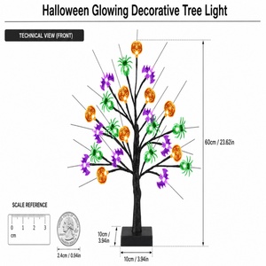 Décorations d'Halloween, lumières d'arbre, décorations alimentées par USB et piles, décoration d'arbre bonsaï de table pour centre de table et intérieur - Product Image 2