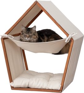 Eco-Friendly Modern Wooden <b>Portable</b> <b>Bed</b> for Dogs Off-the-Ground Removable Washable Breathable Customizable Small Carton - Product Image 1